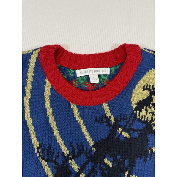 Celebrate Together Ugly Christmas Sweater L Santa Astronaut Novelty Galaxy Space - Picture 2 of 7